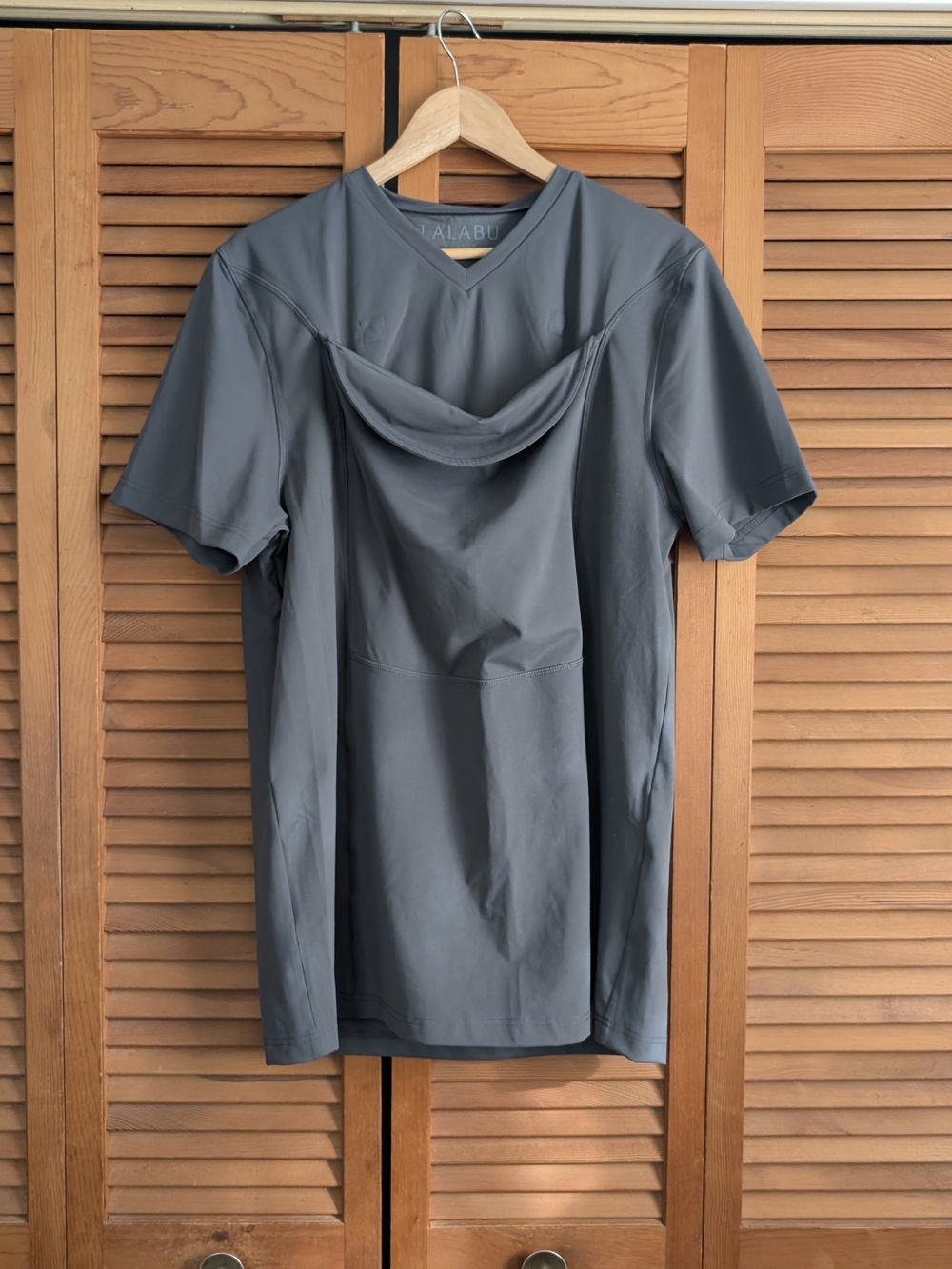 Lalabu Men's Short Sleeve Gray Hooded Athletic Shirt - Baby And Dad